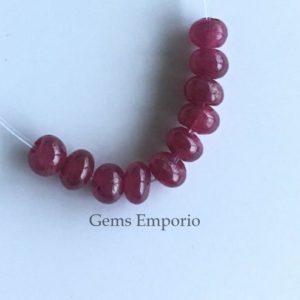 Shop Ruby Rondelle Beads! Natural Ruby 3 mm Round Rondelle Smooth Beads. Fine Quality. Price per 5 Loose Beads. | Natural genuine rondelle Ruby beads for beading and jewelry making.  #jewelry #beads #beadedjewelry #diyjewelry #jewelrymaking #beadstore #beading #affiliate #ad