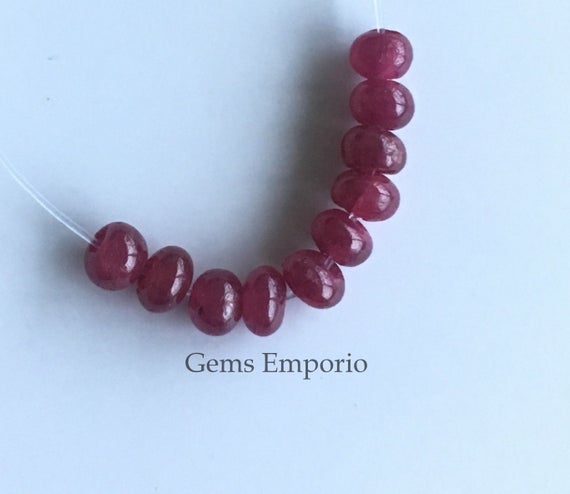 Natural Ruby 3 Mm Round Rondelle Smooth Beads. Fine Quality. Price Per 5 Loose Beads.