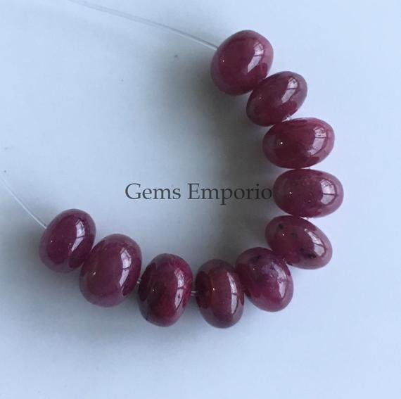 Natural Ruby 6 Mm Round Rondelle Smooth Beads, Fine Quality, Loose Beads, Price Per 1 Bead.