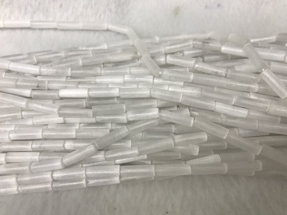 Natural Selenite White 4x13mm Column Genuine Gemstonetube Beads 15 Inch Jewelry Supply Bracelet Necklace Material Support Wholesale