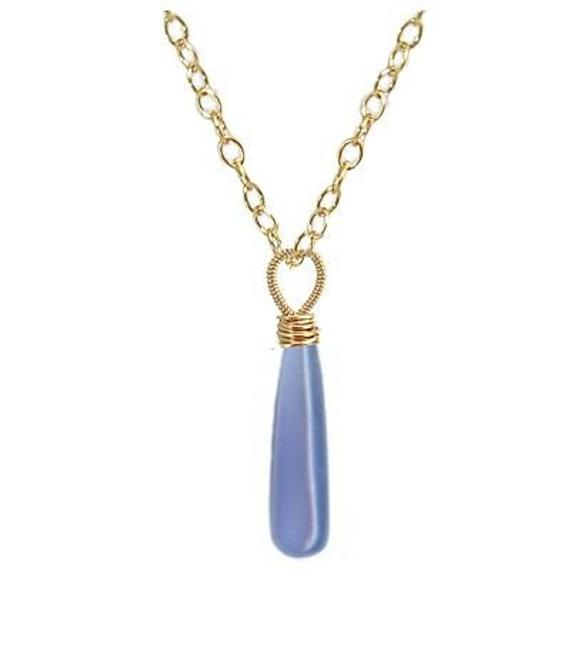 Necklace 1-92 Royal Blue Chalcedony Pendant On Chain