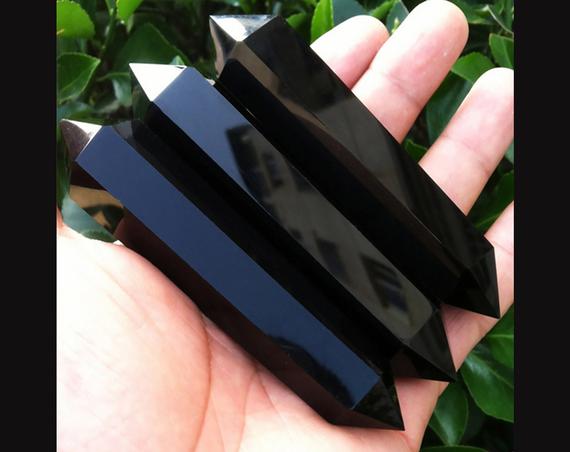 Large Black Obsidian Double Terminated Crystal Point Wand