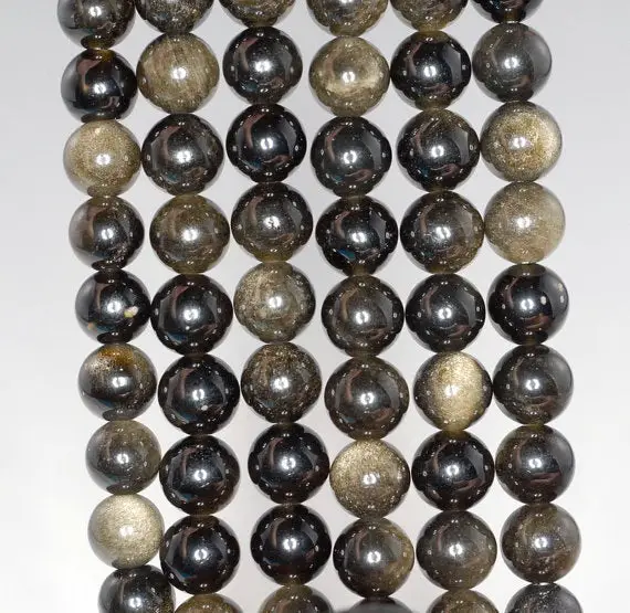 6mm Chatoyant Golden Sheen Obsidian Gemstone Grade Aa Round Loose Beads 15.5 Inch Full Strand (90182837-400)