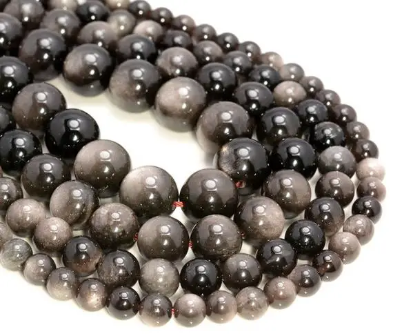 Genuine Silver Obsidian Gemstone Grade Aaa Round 6mm 8mm 10mm 12mm Loose Beads (a264)