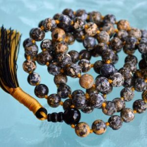 Shop Ocean Jasper Necklaces! Heart Chakra Ocean Jasper Hand Knotted Mala Bead Unconditional love Understanding Openness Balance Forgiveness Trust Compassion Insomnia | Natural genuine Ocean Jasper necklaces. Buy crystal jewelry, handmade handcrafted artisan jewelry for women.  Unique handmade gift ideas. #jewelry #beadednecklaces #beadedjewelry #gift #shopping #handmadejewelry #fashion #style #product #necklaces #affiliate #ad