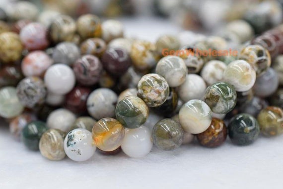 15.5" 8mm/10mm/12mm Natural Ocean Jasper Round Beads, Jewelry Beads Supply Fm