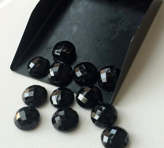 9mm Black Onyx Rose Cut Round Flat Back Cabochon, Black Onyx Faceted Gems, Black Onyx Gemstones For Jewelry (5pcs To 20pcs Option) - Bgp236a