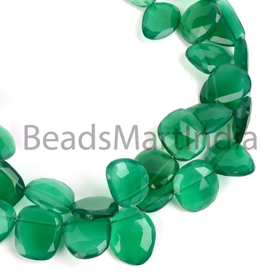 Green Onyx Faceted Table Cut 11x13-13x16 Mm Beads, Green Onyx Nuggets Shape Beads, Green Onyx Beads, Faceted Green Onyx Natural Beads