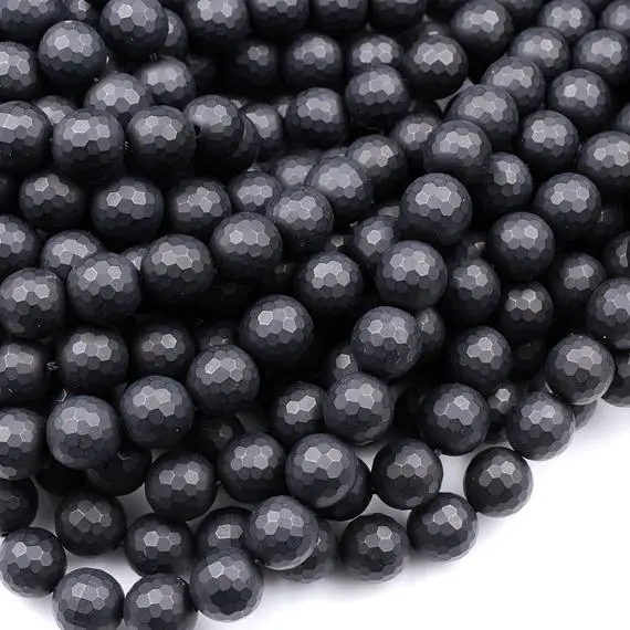 Aaa Grade Natural Black Onyx Matte Faceted 4mm 6mm 8mm 10mm 12mm 14mm 16mm Round Beads Natural Black Gemstone 15.5" Strand