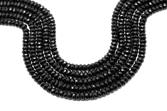 Black Onyx Beads,rondelle Beads,faceted Beads,faceted Gemstone Beads,black Beads,black Stone Beads,jewelry Making Beads - 16" Strand