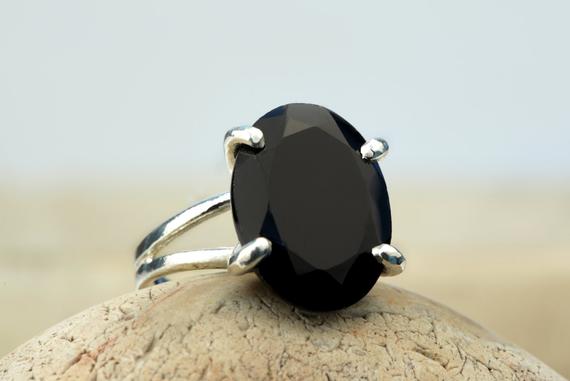 Black Onyx Ring · Sterling Silver Ring · Silver Gemstone Ring · Cocktail Ring · Black Ring · Vintage Ring · Silver And Black Ring