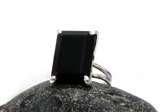 Gemstone Ring · Silver Ring · Onyx Ring · Silver Black Ring · Rectangular Ring · Rectangle Ring · Sterling Silver Ring