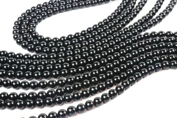 A Grade Black Onyx Beads,gemstone Beads,round Beads,smooth Beads,jewelry Supplies,beads Wholesale,black Beads - 16" Strand