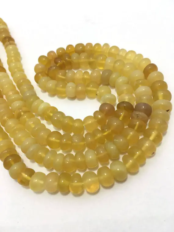 Natural Yellow Opal Plain Rondelle Beads ! Opal Smooth Beads ! Opal Rondelle Beads ! 7 - 7.5 Mm Yellow Opal Beads Strand 18" ! Opal Gemstone