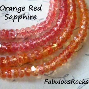 Sapphire Rondelles Beads, Songea Sapphire Gemstone Beads, Champagne Peach 2.75-3 mm, Faceted Beads, 10-50 pcs, 1/2  or Full Strand solo true | Natural genuine rondelle Sapphire beads for beading and jewelry making.  #jewelry #beads #beadedjewelry #diyjewelry #jewelrymaking #beadstore #beading #affiliate #ad