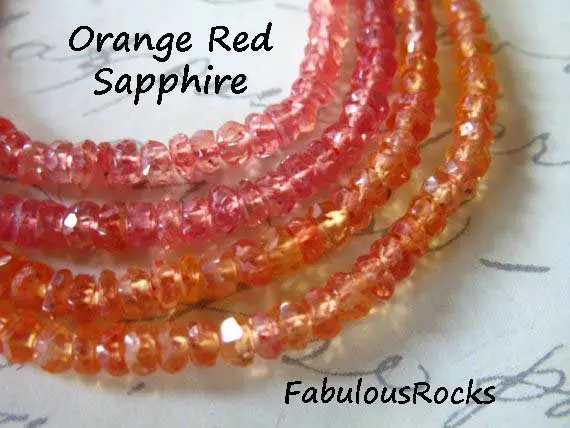 Sapphire Rondelles Beads, Songea Sapphire Gemstone Beads, Champagne Peach 2.75-3 Mm, Faceted Beads, 10-50 Pcs, 1/2  Or Full Strand Solo True