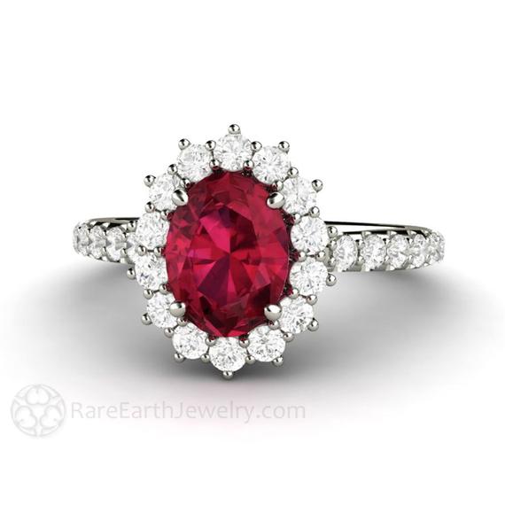 Oval Ruby Ring Ruby Engagement Ring  Diamonds July Birthstone Gemstone Red Ring 14k Or 18k Gold Wedding Ring
