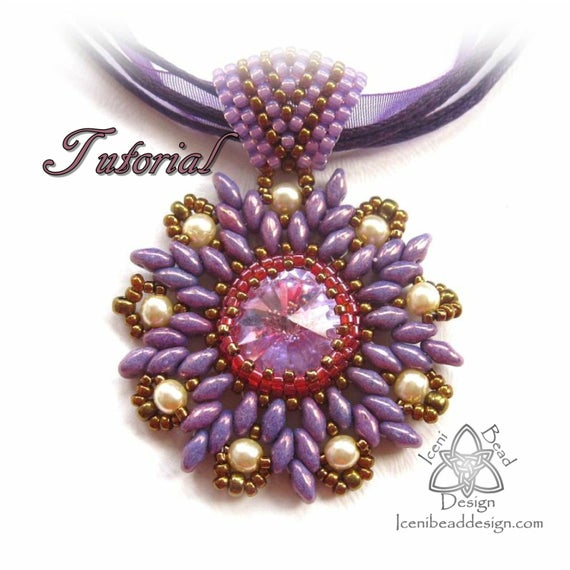 Pdf Tutorial Star Flower Rivoli Pendant With Superduo Beads Tutorial Beading Pattern. English Only,