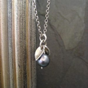 Pearl and leaf necklace – solid sterling silver | Natural genuine Pearl necklaces. Buy crystal jewelry, handmade handcrafted artisan jewelry for women.  Unique handmade gift ideas. #jewelry #beadednecklaces #beadedjewelry #gift #shopping #handmadejewelry #fashion #style #product #necklaces #affiliate #ad