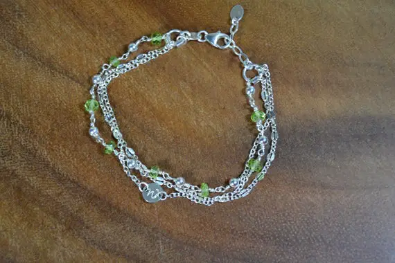Peridot Multi-strand Bracelet // August Birthstone // Sterling Silver, Gold Fill // 16th Anniversary // Delicately Layered // Gift For Her