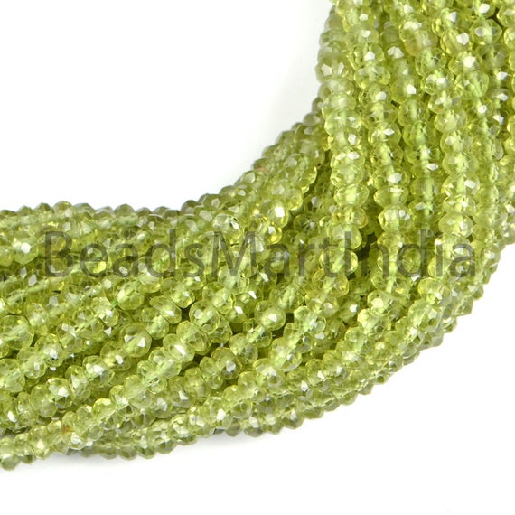 3.40-4 Mm Peridot Faceted Rondelle Beads, Peridot Natural Beads,peridot Rondelle Shape Beads, Peridot Faceted Beads, Peridot Beads, Peridot