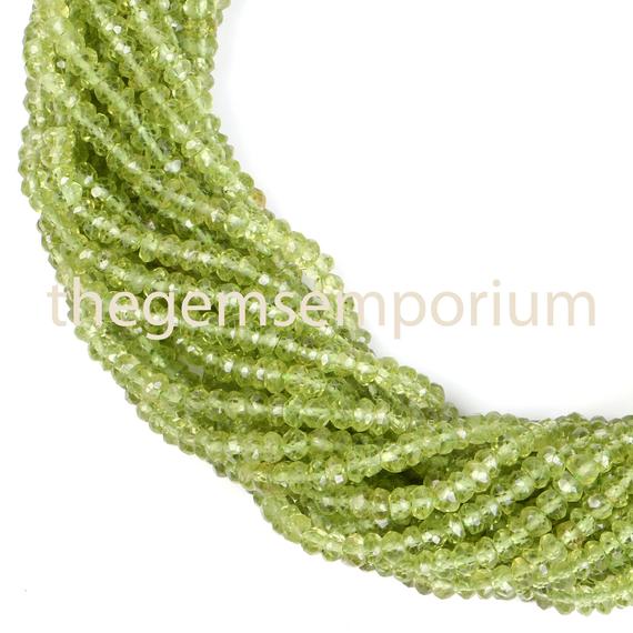 Peridot Faceted Rondelle, Peridot 3.25-3.5mm Beads, Peridot Faceted Beads, Peridot , Peridot Beads