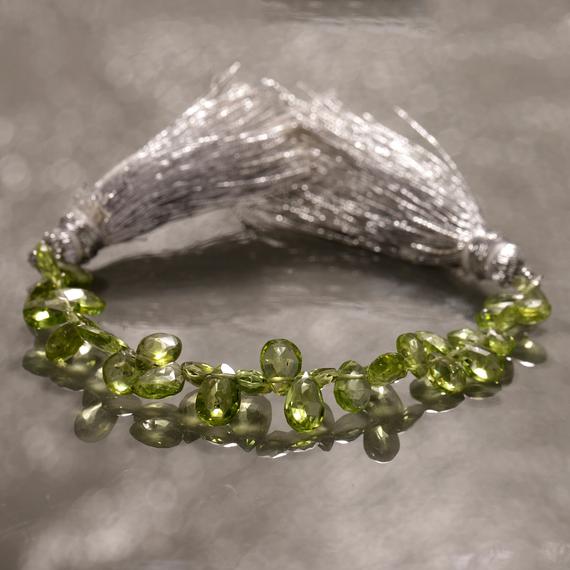 Peridot Pear Gemstone Beads Strand For Jewelry Making 9 Cm Peridot Strand 6-8 Mm Peridot Beads