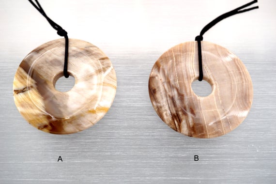 Wood Opalite/ Petrified Wood Donut Shape Pendant  (etp00308)