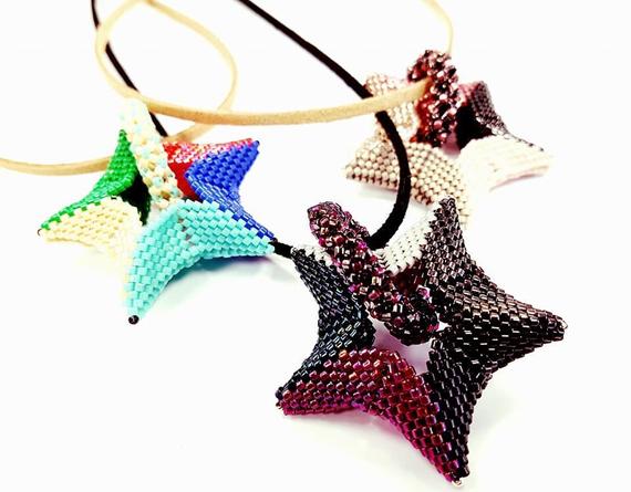 Peyote Stitch, Herringbone, Chenille Rope, 3d Geometric Star Beading Patterns, Photo Beading Tutorial, Beading Patterns