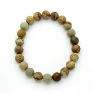 Shop Picture Jasper Jewelry! Picture Jasper Smooth Round Natural Gemstone Beads Stretch Elastic Bracelet PGB107 | Natural genuine Picture Jasper jewelry. Buy crystal jewelry, handmade handcrafted artisan jewelry for women.  Unique handmade gift ideas. #jewelry #beadedjewelry #beadedjewelry #gift #shopping #handmadejewelry #fashion #style #product #jewelry #affiliate #ad
