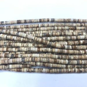 Shop Picture Jasper Bead Shapes! Natural Picture Jasper 2x4mm Heishi Brown Landscape Gemstone Loose Beads 15 inch Jewelry Supply Bracelet Necklace Material Support Wholesale | Natural genuine other-shape Picture Jasper beads for beading and jewelry making.  #jewelry #beads #beadedjewelry #diyjewelry #jewelrymaking #beadstore #beading #affiliate #ad