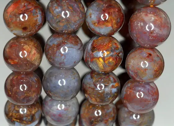 12-13mm Genuine Pietersite Gemstone Brown Round 12-13mm Loose Beads 7 Inch Half Strand (90188141-816)