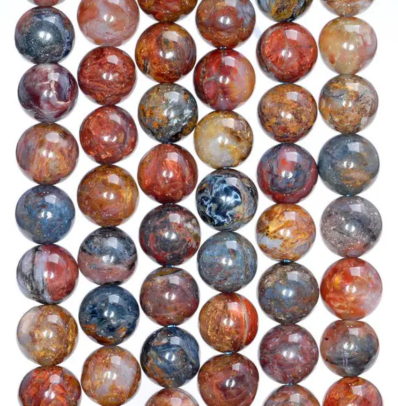 9mm Genuine African Pietersite Gemstone Rare Blue Red Yellow Round Loose Beads 7.5 Inch Half Strand (80005004-454)