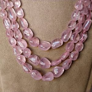 Shop Morganite Beads! Pink Morganite Smooth Nuggets Pebble Beads Necklace Pink Beryl Tumbled gemstones Handmade Necklace Natural Morganite | Natural genuine beads Morganite beads for beading and jewelry making.  #jewelry #beads #beadedjewelry #diyjewelry #jewelrymaking #beadstore #beading #affiliate #ad