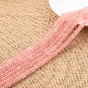 Shop Rose Quartz Rondelle Beads! 3*6mm Rose red quartz rondelle beads 15.5" strand Full Strand Wholesale | Natural genuine rondelle Rose Quartz beads for beading and jewelry making.  #jewelry #beads #beadedjewelry #diyjewelry #jewelrymaking #beadstore #beading #affiliate #ad