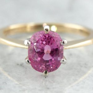 Shop Pink Sapphire Rings! Perfect Pink Sapphire in Vintage Solitaire Mounting, Engagement Ring – 6CKDFV-P | Natural genuine Pink Sapphire rings, simple unique alternative gemstone engagement rings. #rings #jewelry #bridal #wedding #jewelryaccessories #engagementrings #weddingideas #affiliate #ad