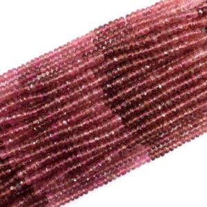Shop Pink Tourmaline Beads! Super quality Semi Precious Gemstone Ombre Rondelle,14"Long Strand Natural Pink Tourmaline Faceted Rondelle Beads, Size 4 MM Rondelle Beads | Natural genuine beads Pink Tourmaline beads for beading and jewelry making.  #jewelry #beads #beadedjewelry #diyjewelry #jewelrymaking #beadstore #beading #affiliate #ad