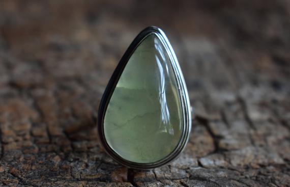 Natural Green Prehnite Ring,natural Prehnite Ring,green Prehnite Ring,925 Silver Ring,prehnite Ring,oval Shape Ring,natural Prehnite