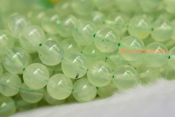 15.5" 6mm/8mm A Natural Prehnite Round Beads, Green Color Diy Beads, Green Gemstone, Semi-precious Stone, Genuine Prehnite Beads