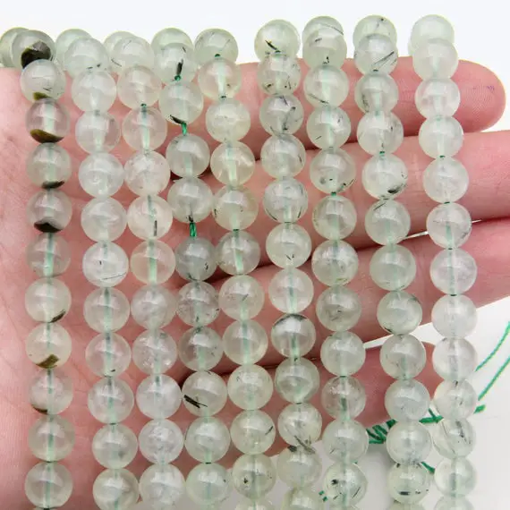 Prehnite Round Beads,6mm 8mm 10mm Stone Beads,green Crystals Beads,loose Strand Round Beads, Jewelry Wholesale Beads.