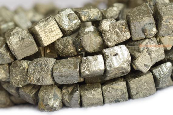 15.5" Natural Pyrite Cube Nugget 13~16mm, High Quality Dark Yellow Gold Color Nugget Beads, Dark Yellow Color Gemstone Cube Nugget,~25 Beads