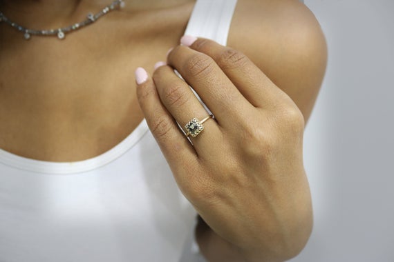 Pyrite Ring,gold Ring,square Gemstone Ring,iron Pyrite Ring,thin Band Ring,minimalist Rings,gray Ring,sisters Ring,earth Ring