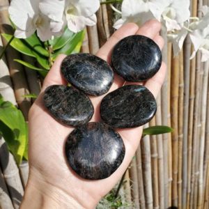 Shop Pyrite Stones & Crystals! Grade B/C Arfvedsonite and Eudialyte with Pyrite Palm Stone, Arfvedsonite Palm Stone | Natural genuine stones & crystals in various shapes & sizes. Buy raw cut, tumbled, or polished gemstones for making jewelry or crystal healing energy vibration raising reiki stones. #crystals #gemstones #crystalhealing #crystalsandgemstones #energyhealing #affiliate #ad