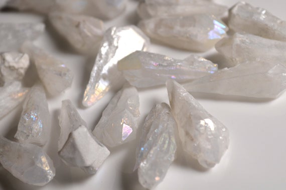 Plated Crystal Points/natural Solar Quartz /crystal Points /crystal Cluster -1 Piece-top Drilled
