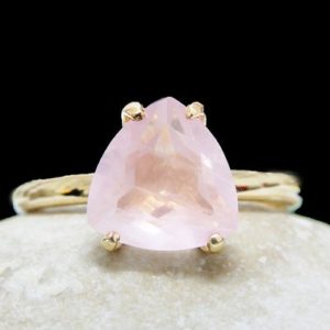 Gold Trillion Rose Quartz Ring · Gold Filled Ring · Solid Gold Ring · Rose Gold Ring · Love Ring · Love Gemstone Ring | Natural genuine Quartz rings, simple unique handcrafted gemstone rings. #rings #jewelry #shopping #gift #handmade #fashion #style #affiliate #ad