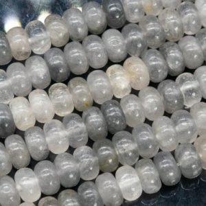Shop Quartz Crystal Rondelle Beads! Genuine Natural Gray Crystal Quartz Loose Beads Rondelle Shape 10x6MM | Natural genuine rondelle Quartz beads for beading and jewelry making.  #jewelry #beads #beadedjewelry #diyjewelry #jewelrymaking #beadstore #beading #affiliate #ad