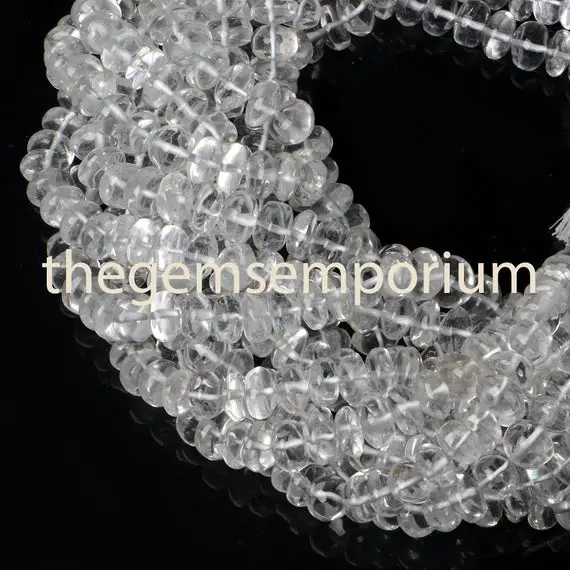 Rock Crystal Plain Smooth Rondelle Beads, Rock Crystal Plain Rondelle Beads, Rock Crystal Smooth Rondelle Beads, Rock Crystal Beads