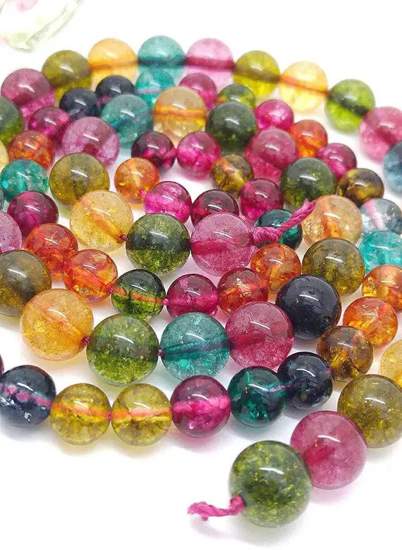 Rock Crystal Quartz Multi Coloured Rainbow Round Beads / Quartz Gemstone Sparkling  Vibrant Best Quality Beads /choose Size And Quantity