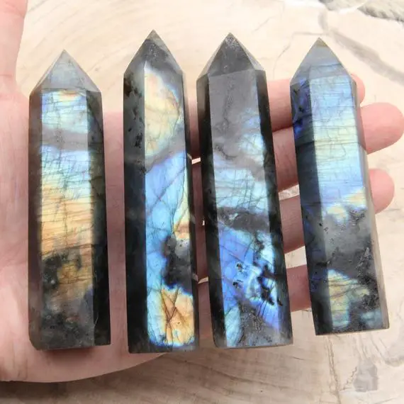 Aaaa Rainbow/blue Crystal Labradorite Tower,obelisk Crystal Tower,rainbow Labradorite Wand,reiki Chakra Healing Labradorite Tower Decor.