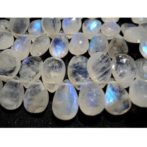 6x8mm Rainbow Moonstone Faceted Pear Beads, Rainbow Moonstone Faceted Pear Briolettes For Jewelry (20pcs To 40pcs Options)